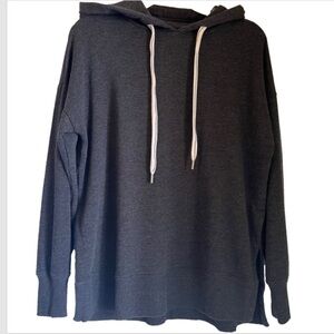 Aerie Charcoal Gray Hoodie Sweatshirt XS Side Slits Pullover Soft Cozy Relaxed